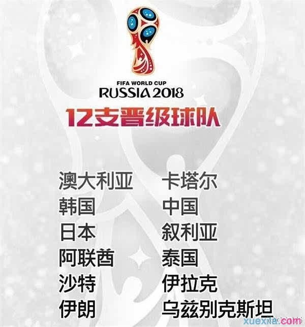 2018俄罗斯世界杯亚洲区预选赛12强赛赛程表