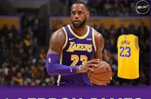 NBA公布球衣销量：詹姆斯超库里登顶 ，杜兰特仅第九