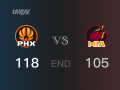 太阳vs热火战报： 太阳118-105击溃热火 戈登23分巴特勒26分